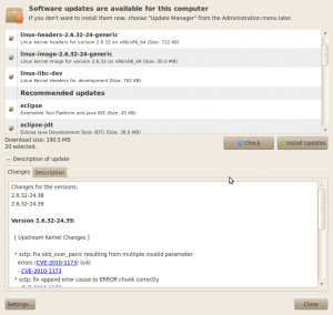 Linux Ubuntu Update Manager